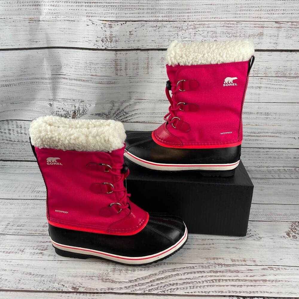 Sorel Yoot Pac Nylon WP Youth US 7 Snow Boots Bright Rose Pink Lace Up